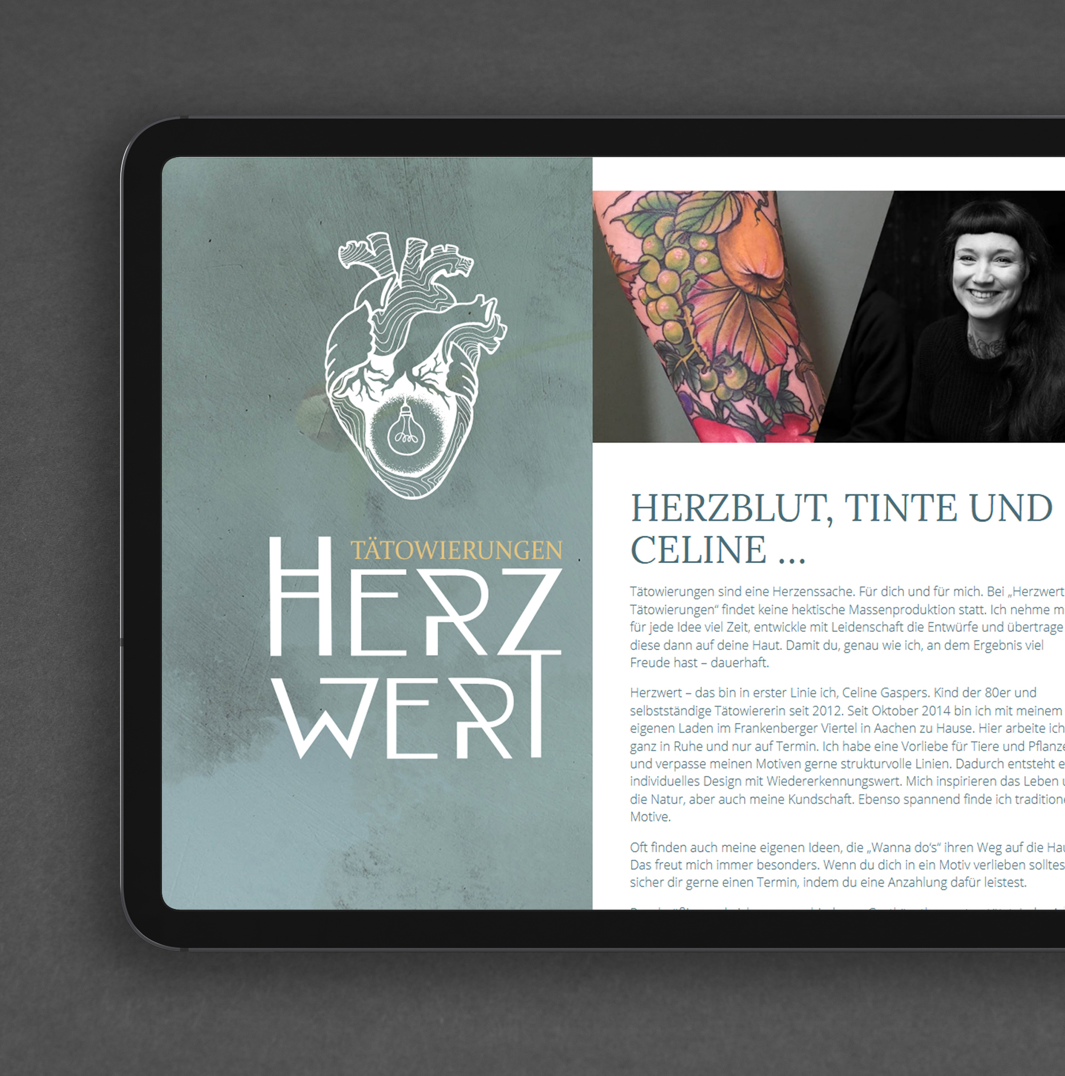 Herzwert Webdesign aud dem iPad